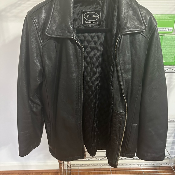 Vintage Tannery West Black Leather Moto Jacket Size M Biker - Picture 4 of 5